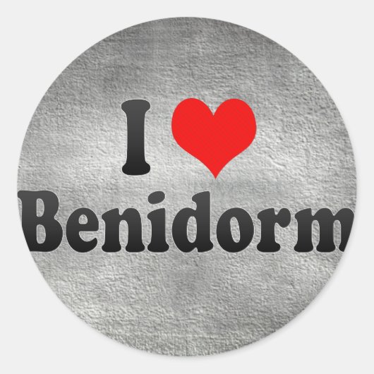 I Love Benidorm, Spain Ronde Sticker (Voorkant)