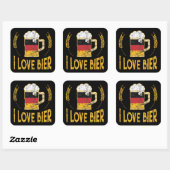 I Love Bier German Flag Beer Lover Oktoberfest Vierkante Sticker (Vel)