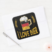 I Love Bier German Flag Beer Lover Oktoberfest Vierkante Sticker (Envelop)