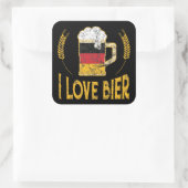I Love Bier German Flag Beer Lover Oktoberfest Vierkante Sticker (Tas)