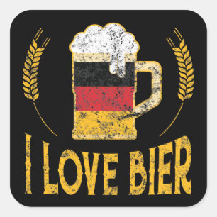 I Love Bier German Flag Beer Lover Oktoberfest Vierkante Sticker