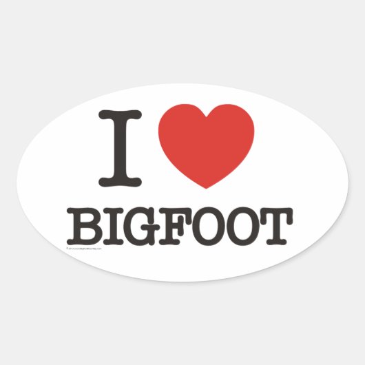 I Love Bigfoot Ovale Sticker (Voorkant)