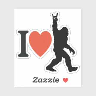 I Love Bigfoot Rock On Sticker