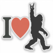 I Love Bigfoot Rock On Sticker (Voorkant)