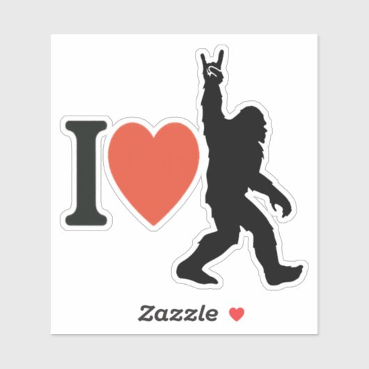 I Love Bigfoot Rock On Sticker (Vel)