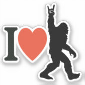 I Love Bigfoot Rock On Sticker (Voorkant)