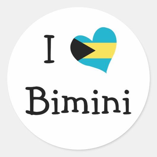 I Love Bimini Ronde Sticker (Voorkant)