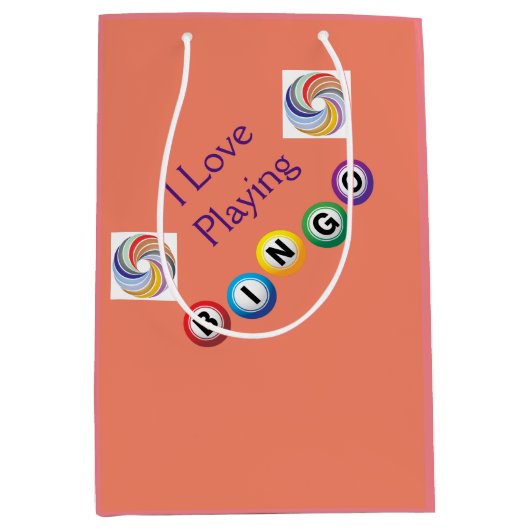 I Love Bingo in Swirls Gift Bag Medium Cadeauzakje (Voorkant)
