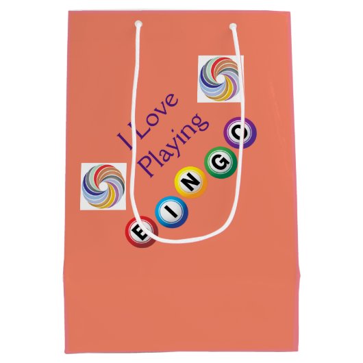 I Love Bingo in Swirls Gift Bag Medium Cadeauzakje (Achterkant)