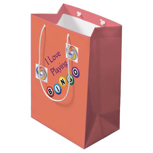 I Love Bingo in Swirls Gift Bag Medium Cadeauzakje (Achterkant Gekanteld)