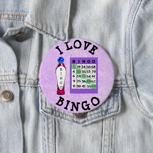 I Love BINGO Paarse Kaart Button (In situ)