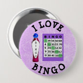 I Love BINGO Paarse Kaart Button (Voorkant /achterkant)