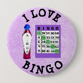 I Love BINGO Paarse Kaart Button (Voorkant)