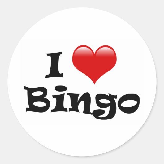 I Love Bingo Ronde Sticker (Voorkant)