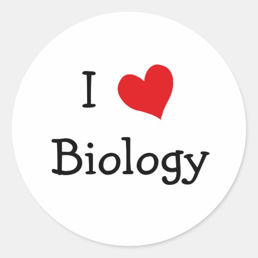 I Love Biology Ronde Sticker (Voorkant)