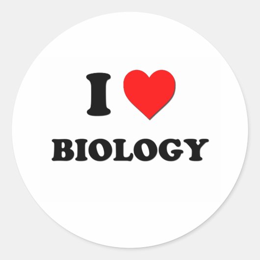 I Love Biology Ronde Sticker (Voorkant)