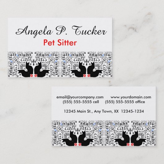 I Love Black Cats Kaleidoscope Visitekaartje (Voorkant / Achterkant)