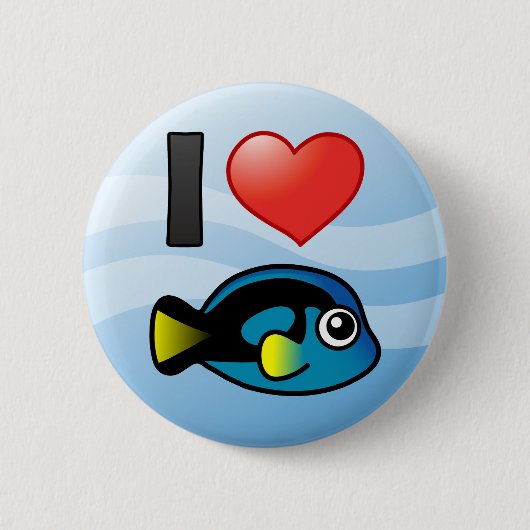 I Love Blue Tang Ronde Button 5,7 Cm (Voorkant)
