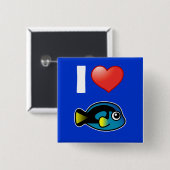I Love Blue Tang Vierkante Button 5,1 Cm (Voorkant /achterkant)