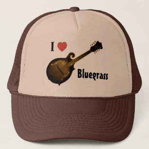 "I Love Bluegrass" Trucker Hat regelbaar (TAN en Trucker Pet