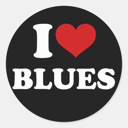 I Love Blues Ronde Sticker (Voorkant)