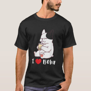 I Love Boba Bubble Tea Dog Cut French Bulldog Gift T-shirt