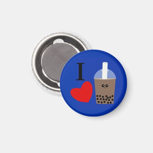 I Love Boba Drink #1 Round Magnet (Voorkant / Achterkant)