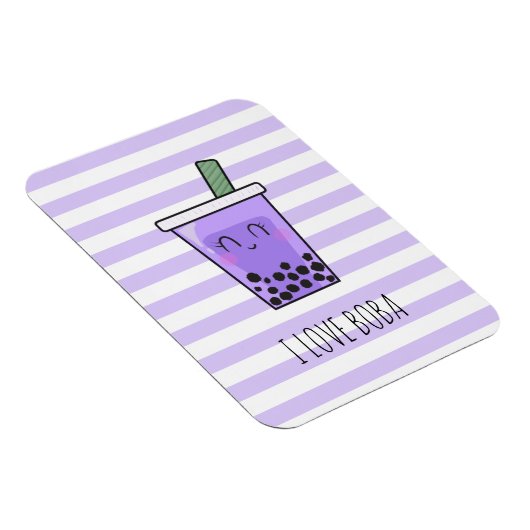 I Love Boba Kawaii Bubble Tea Taro Ube Paars Magneet (Rechterzijde)