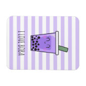 I Love Boba Kawaii Bubble Tea Taro Ube Paars Magneet (Horizontaal)