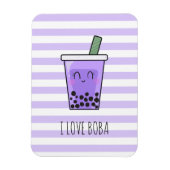 I Love Boba Kawaii Bubble Tea Taro Ube Paars Magneet (Verticaal)