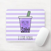 I Love Boba Kawaii Bubble Tea Taro Ube Paars Muismat (Met muis)