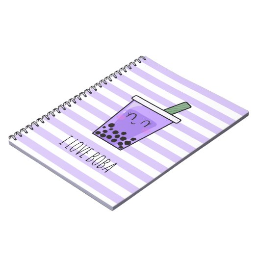 I Love Boba Kawaii Bubble Tea Taro Ube Paars  Notitieboek (Linkerzijde)