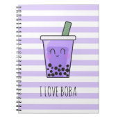I Love Boba Kawaii Bubble Tea Taro Ube Paars  Notitieboek (Voorkant)