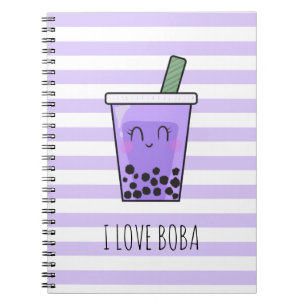 I Love Boba Kawaii Bubble Tea Taro Ube Paars Notitieboek