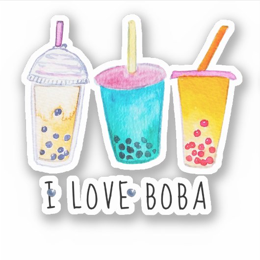 I Love Boba Sticker (Voorkant)