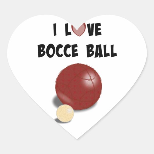 I Love Bocce Ball Hart Sticker (Voorkant)