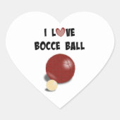 I Love Bocce Ball Hart Sticker (Voorkant)