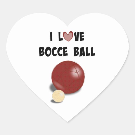 I Love Bocce Ball Hart Sticker (Voorkant)