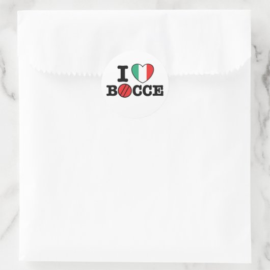I Love Bocce Ronde Sticker (Tas)