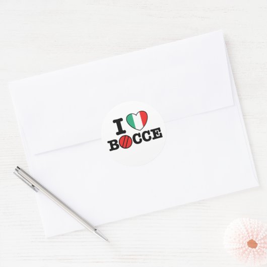 I Love Bocce Ronde Sticker (Envelop)