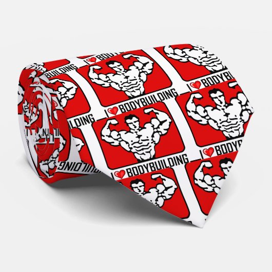 I Love Bodybuilding Stropdas (Opgerold)