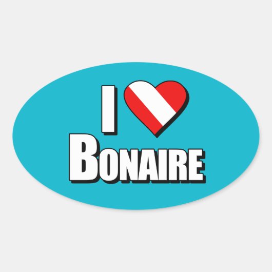 I Love Bonaire Diving Ovale Sticker (Voorkant)