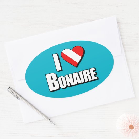 I Love Bonaire Diving Ovale Sticker (Envelop)