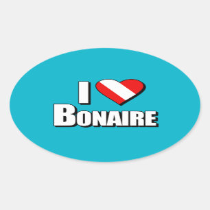 I Love Bonaire Diving Ovale Sticker