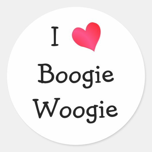 I Love Boogie Woogie Ronde Sticker (Voorkant)