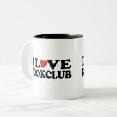 I Love Bookclub Tweekleurige Koffiemok (Voorkant links)