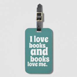 I Love Books Bagagelabel (blauwgroen)