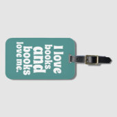 I Love Books Bagagelabel (blauwgroen) (Voorkant (horizontaal))