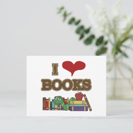 I Love Books Briefkaart (Staand voorkant)