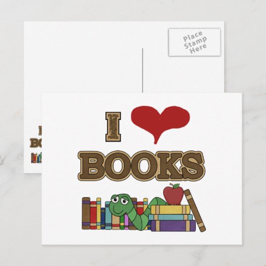 I Love Books Briefkaart (Voorkant / Achterkant)
